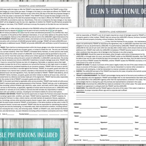 May include: A fillable residential lease agreement form with sections for landlord and tenant information, including names, signatures, and dates. The form includes sections for pet policies, house rules, utilities, maintenance and repairs, and additional terms.