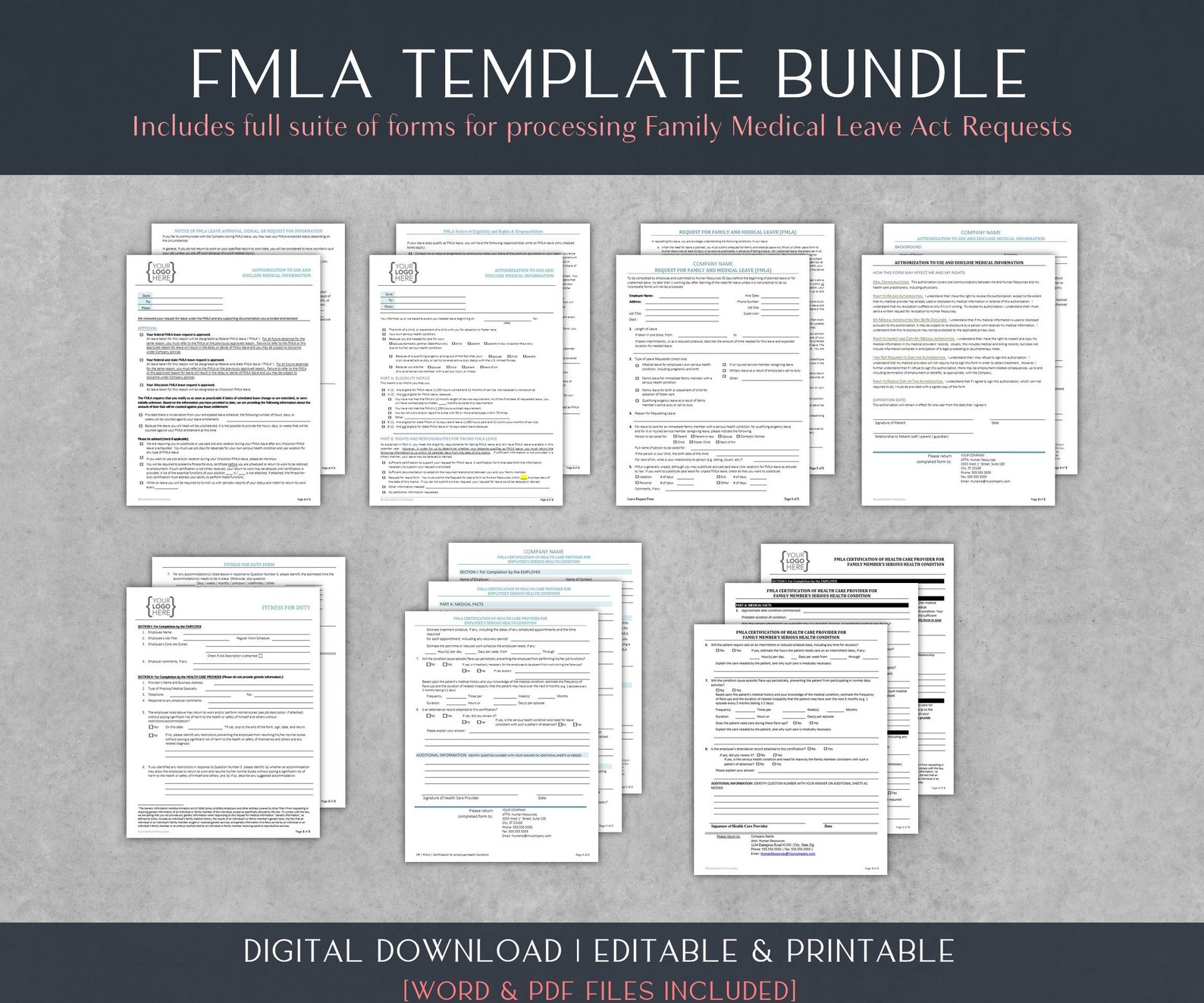 Mlo Form FMLA Form Templates Bundle: 9 HR Forms (word) (digital Download) - Etsy