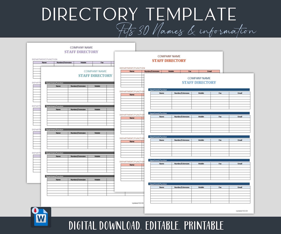Phone Directory Template Phone Extension Email Title Contact List Phone Directory Template Phone Extension Email Title Contact List