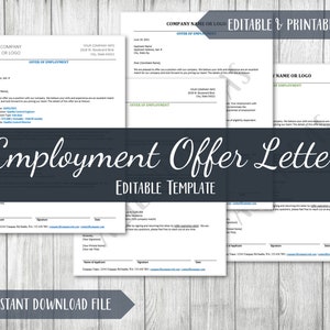 Plantilla de carta de oferta de empleo / Carta de oferta de empleo / Plantillas de incorporación de recursos humanos / Reclutamiento Descarga instantánea Word editable 8.5x11