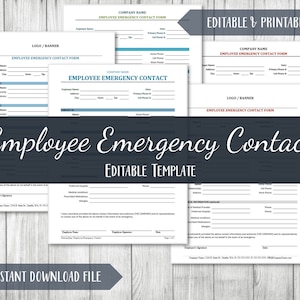 Employee Emergency Contact Form | HR Employment Templates | Onboarding Forms | Instant Download | Printable Editable Word Template | 8.5x11