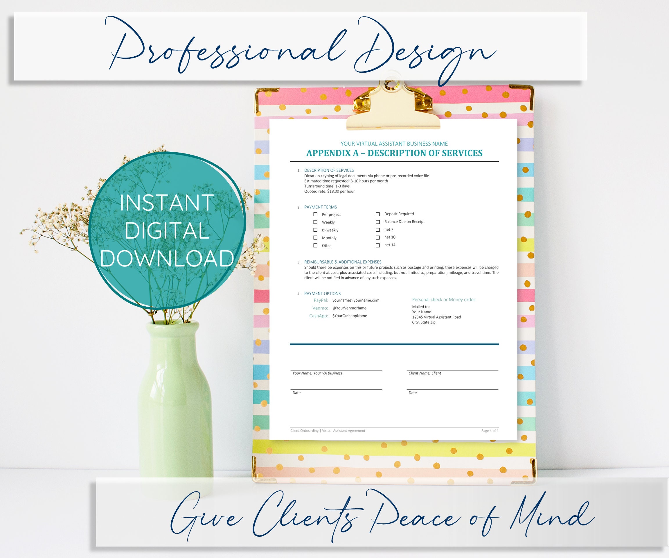 Virtual Assistant Agreement Template Client Onboarding Etsy Virtual Assistant Agreement Template Client Onboarding Etsy