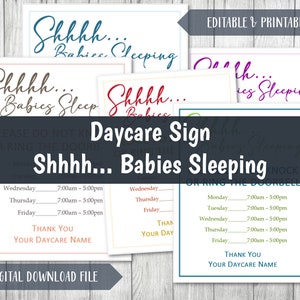 Babies Sleeping Door Sign: Daycare Template (PDF, Word)