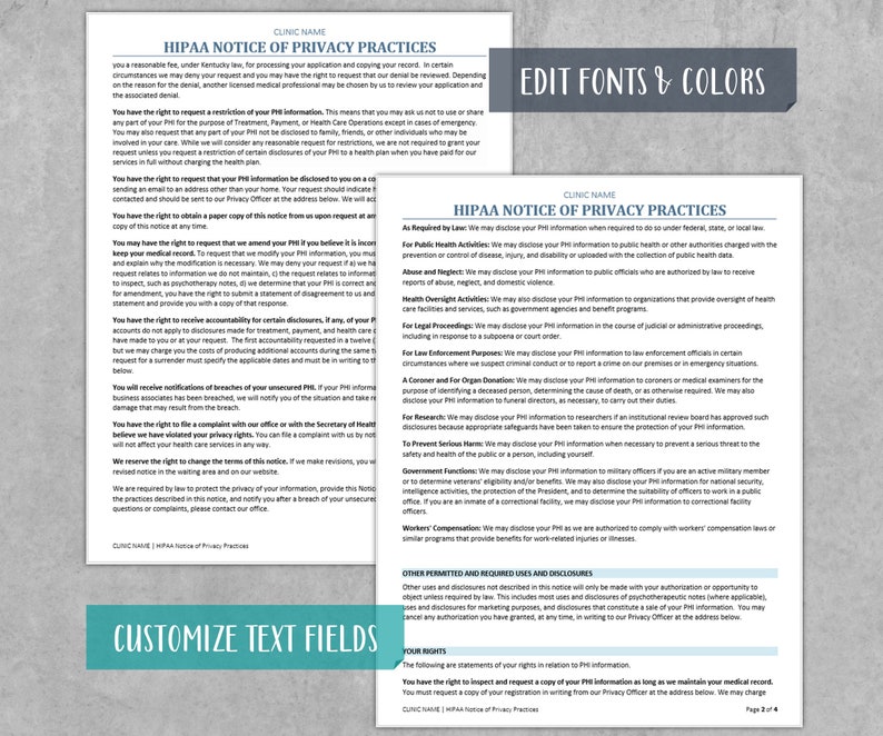 HIPAA Notice of Privacy Practices Template: Medical Intake Forms (PDF ...