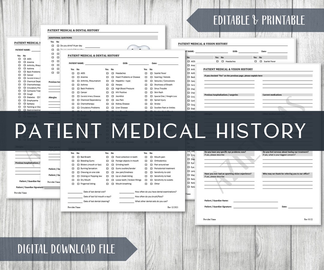 Patient Medical History Template Healthcare & Clinic Intake Forms Patient Medical History Template Healthcare & Clinic Intake Forms