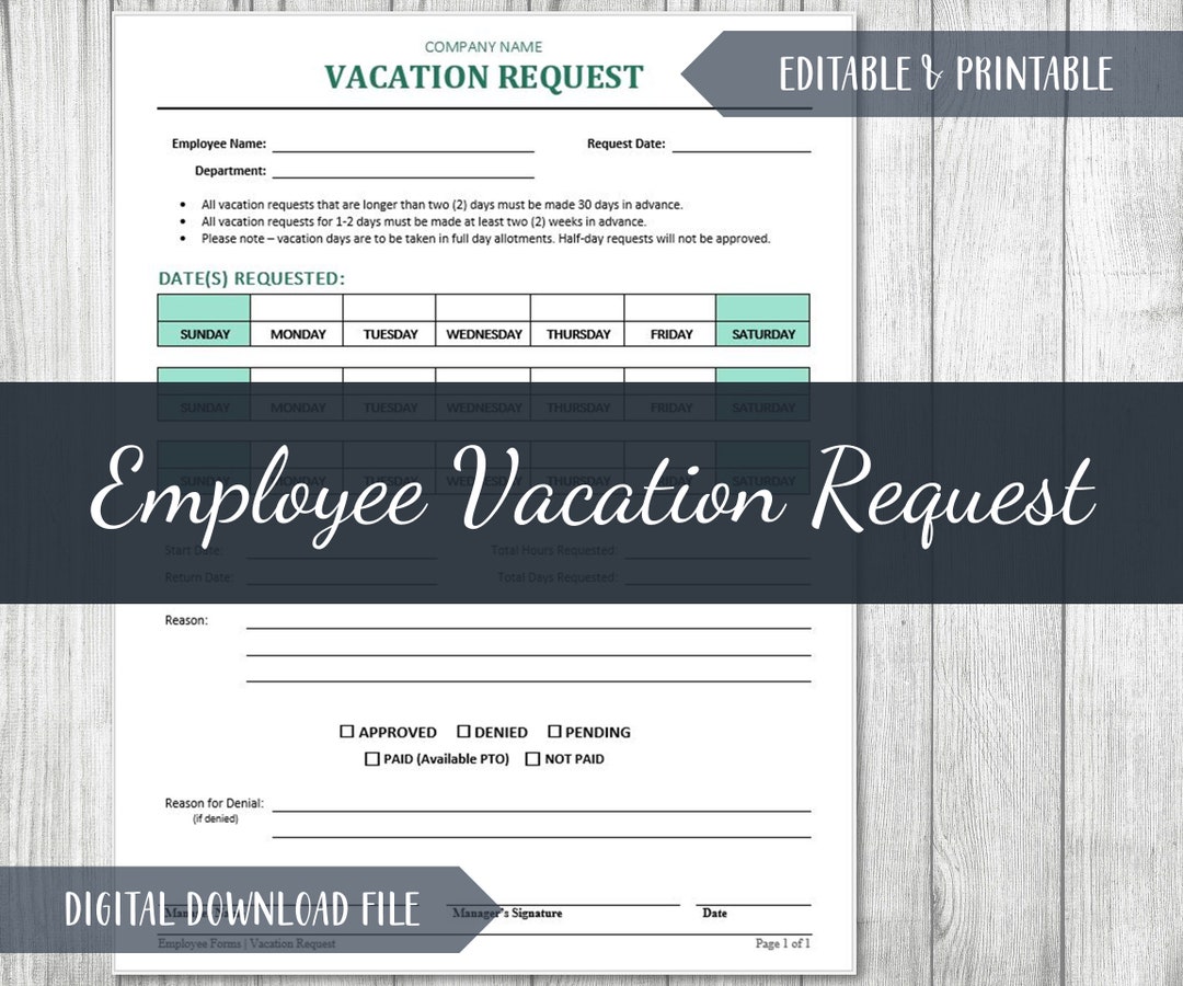 Employee Vacation Request Template Human Resources Employee Time off Employee Vacation Request Template Human Resources Employee Time off