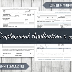 Editable Employment Application Template: Printable 1-Page (Word & PDF)