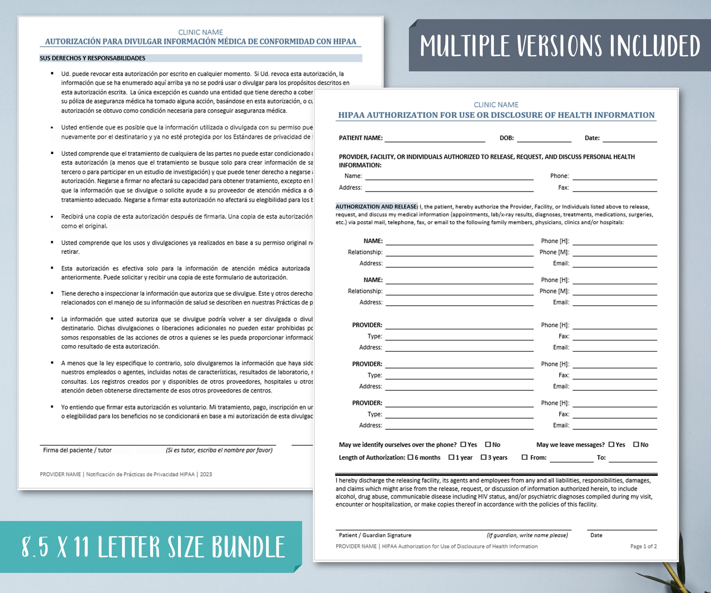Vision Care Patient Intake Forms Bundle: Medical History, HIPAA ...