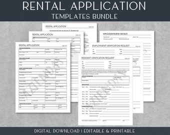 Rental Application Template | Residential Tenant Application | Screening Checklist | Landlord Forms | Instant Download | Word | PDF | 8.5x11