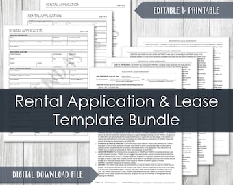 Rental Application Forms & Residential Lease Templates | Tenant Screening Checklist | Verification | Landlord Bundle | Word | PDF | 8.5x11
