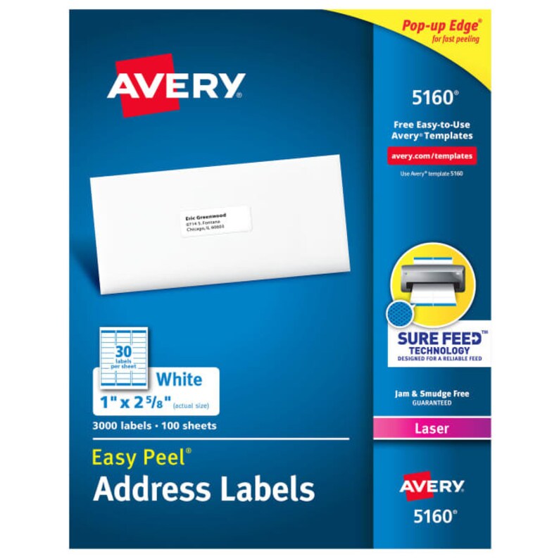 Word Template Avery 5160 Easy Peel Address Labels Etsy