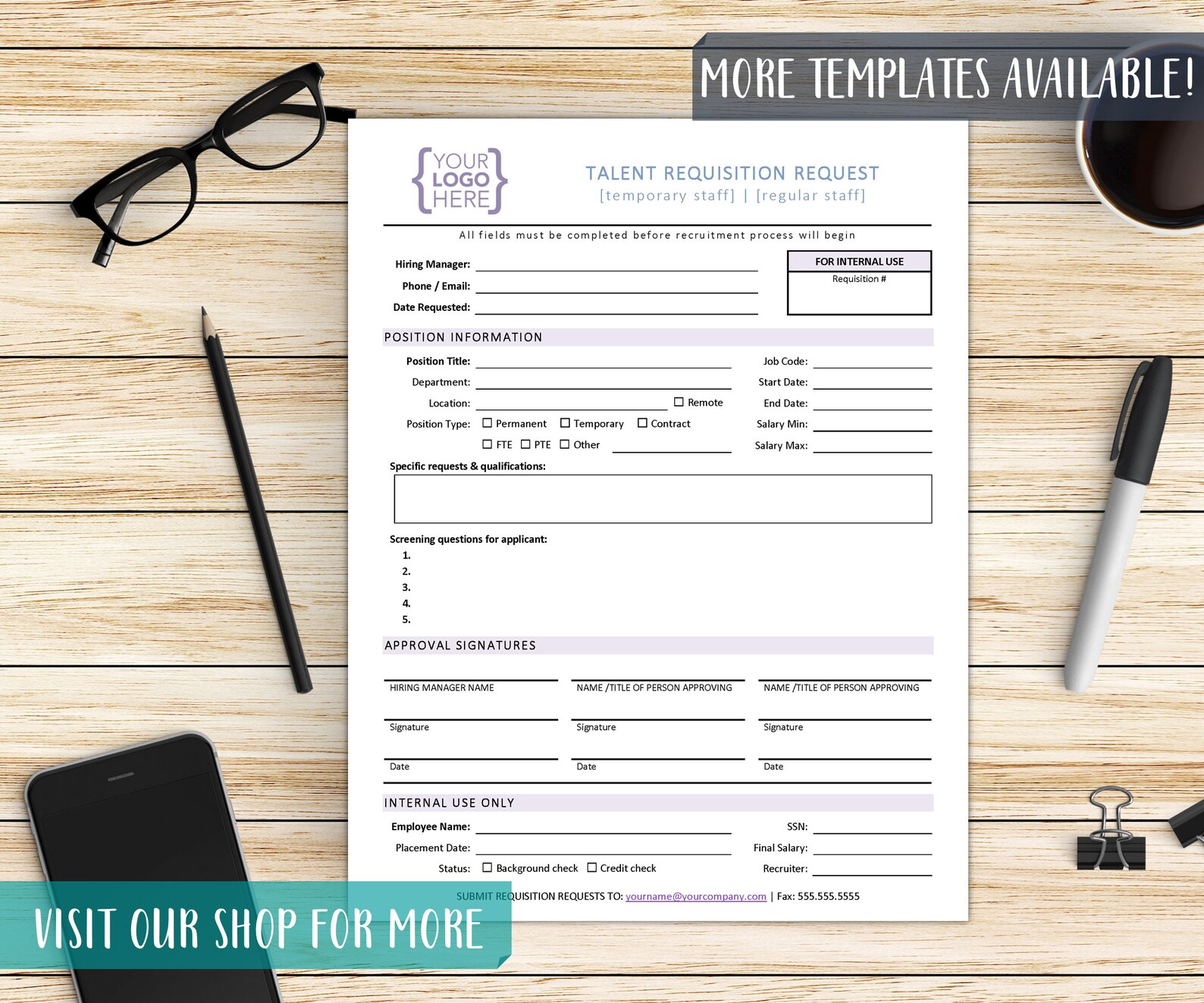 Employee Requisition Request Form Template | Human Resources Talent ...