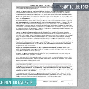HIPAA Notice of Privacy Practices Template: Medical Intake Forms (PDF ...