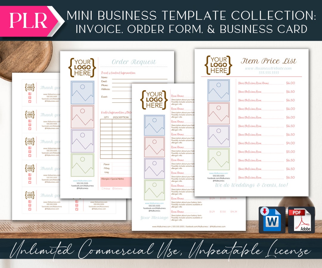PLR Business Templates Mini Bundle | Order Form | Price List | Business ...