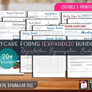 Daycare Enrollment Forms | Welcome & Handbook | Policies | Daily Report | Payments, Receipts | Childcare Business | Word | PDF | 8.5x11