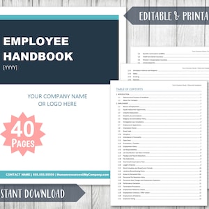 Employee Handbook 40 pages | HR Onboarding | Company Handbook | Employment Policies | Human Resources | Business Overview | 8.5x11 Letter