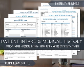 Medical Intake Forms Template: Patient History, HIPAA (Editable Word, PDF)