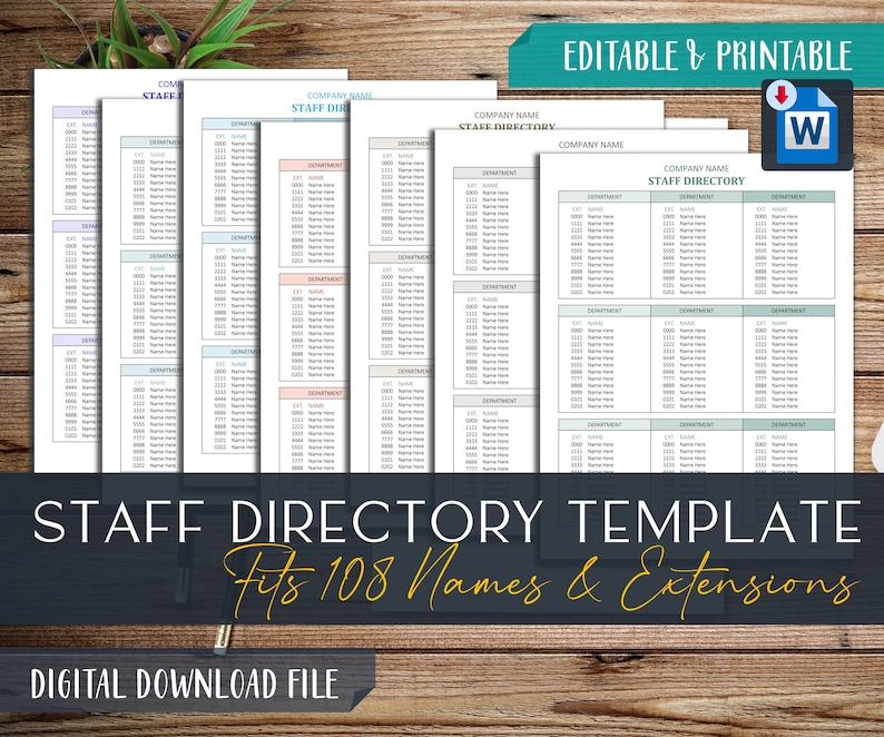 Employee Directory Template: Staff Contact List (microsoft Word .dotx ...