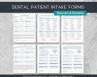Dental Patient Intake Templates Bundle -English & Spanish | Medical History | HIPAA | Healthcare Forms | Editable-Word-PDF | 8.5x11