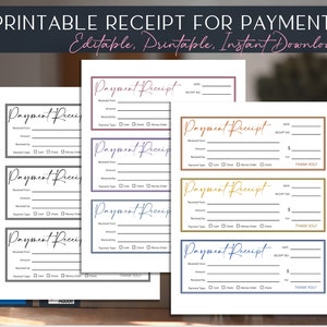 Receipt for Payment Template | Printable, Editable | Purchase Receipt for Business | PLR | Billing, Expense, Transaction Record | PDF