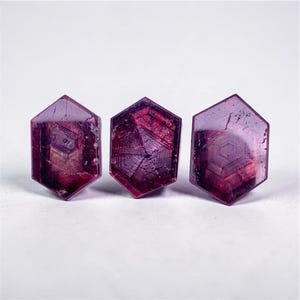 Rare Pigeon Blood Ruby Slice • Natural Hexagonal Bicolor Corundum Slices from Madagascar • Raw Ruby Crystal Specimen for Jewelry Making