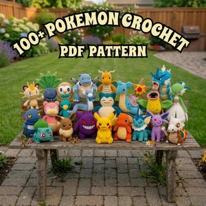 100+ Pokémon-inspirerade virkmönster i PDF-format – Mega Amigurumi-paket, Pikachu, Dragonite, Eevee, Gengar, Squirtle och mer, engelska mönster