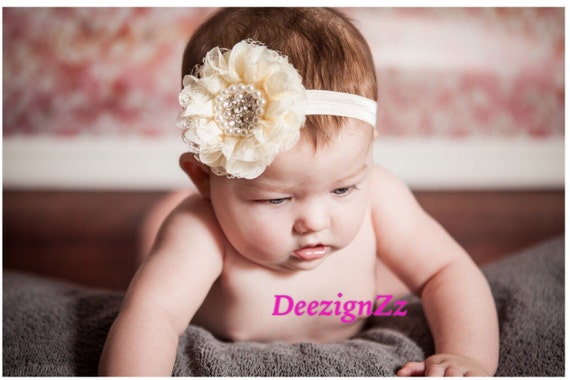 Infant flower Pearl//Crystal Headband Accessories Baby Girl