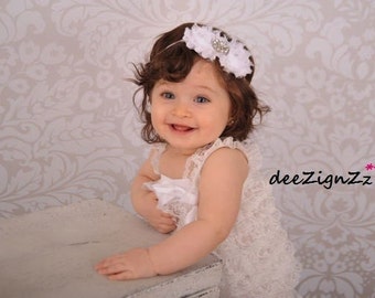 Cheveux accessoires-blanc-Shabby - bandeau-mariage-mariée-fleurs de fleurs pour cheveux-demoiselle d’honneur-fleur fille-baptême-bébé-bébé