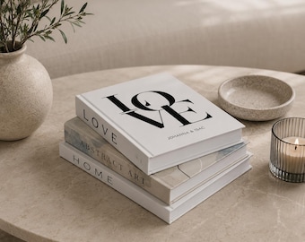 Decorative Book Bundle: LOVE, Abstract Art, Home - Modern Shelf Styling Home Decor