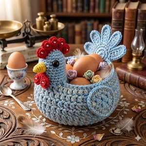 Rosie the Hen Crochet Egg Basket Pattern PDF (Instant Download)