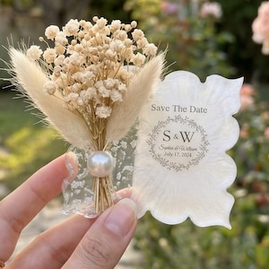 Recuerdo Boda en Caja Kraft, Imán de Resina con Flores Secas, Detalle Personalizado, Regalo Invitados Boda Rústica, Corazón Mariposa