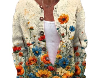 Women's Button-Up Sweater Oversized Casual Cardigan
