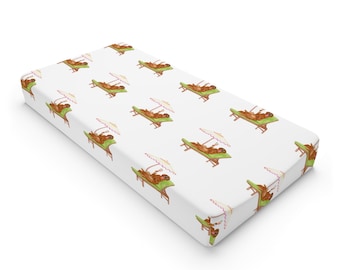 Funda para cambiador de bebé con estampado de zorro del bosque / Funda estampada para habitación infantil