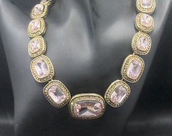 Signed Heidi Daus Exquisite Elegance Pink Swarovski Crystal Necklace, High-End Hollywood Regency Vintage Jewelry Gift for Her