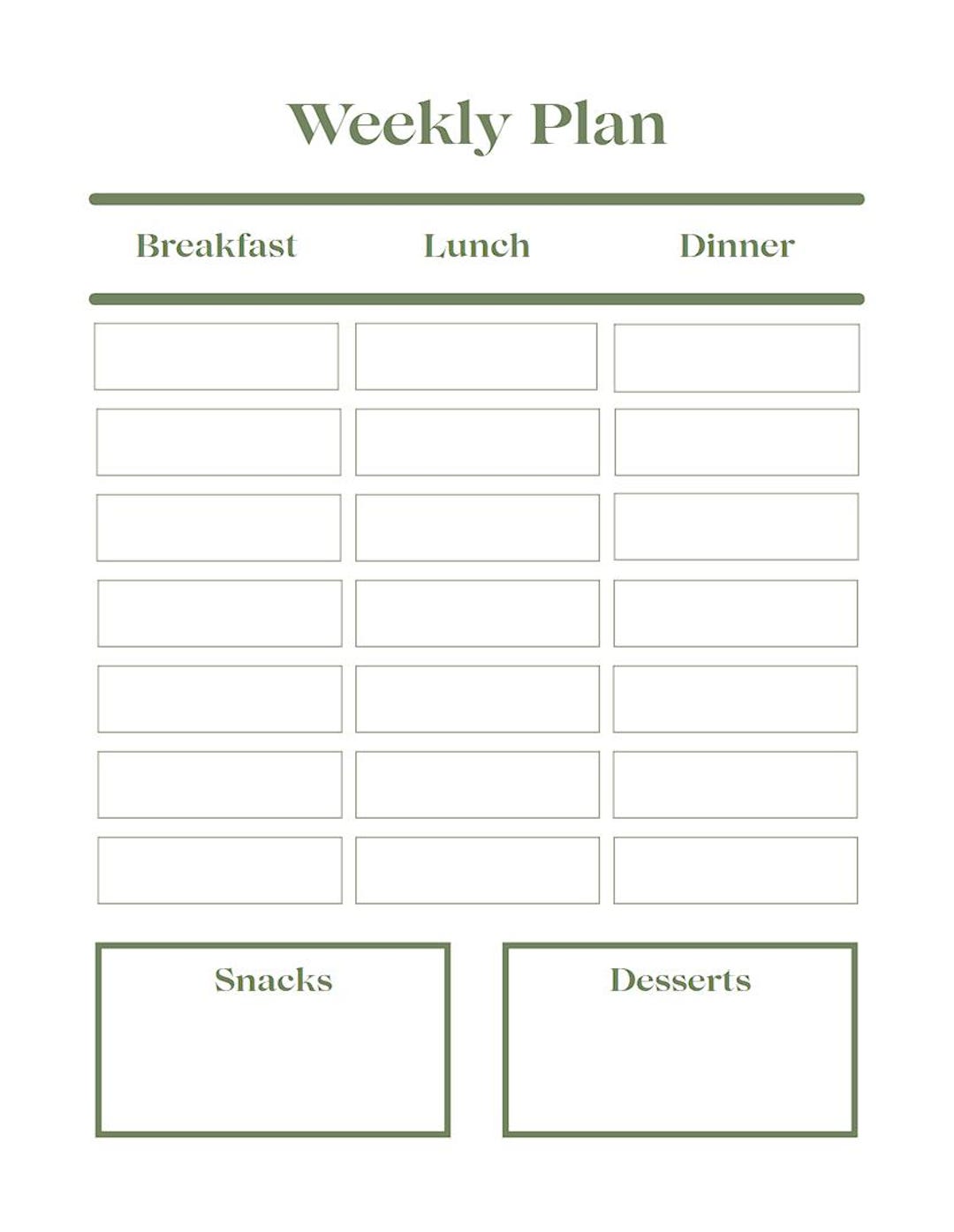 Minimalist Weekly Meal Planner | Printable Meal Planning Template PDF ...