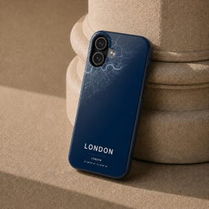 London Map Phone Case, London City Map iPhone Case, Minimal Travel Phone Cover, Navy Blue Map Case, UK Gift for Travelers