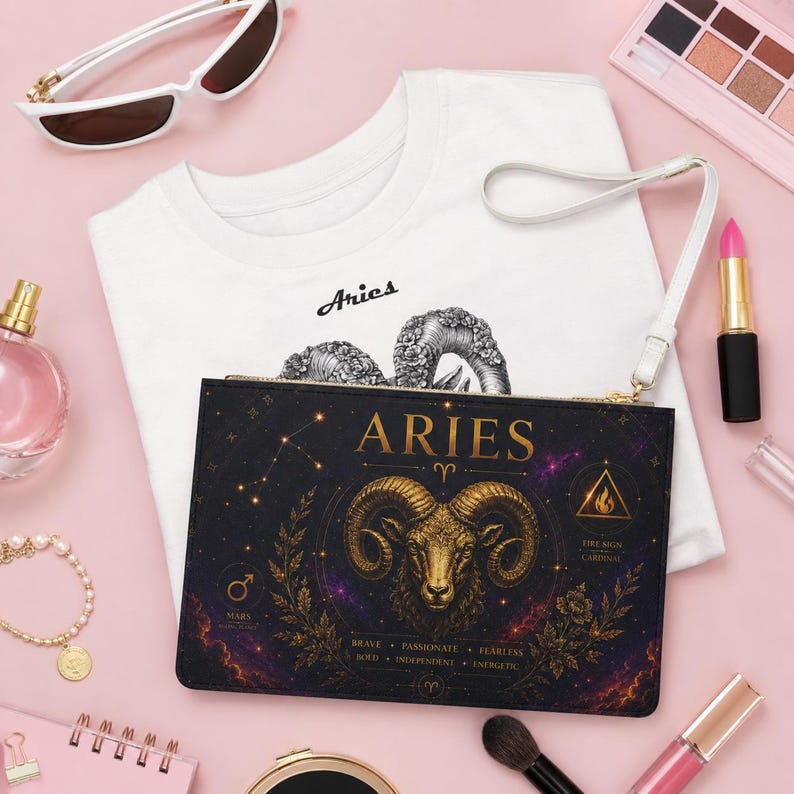 Aries Clutch Bag Zodiac Cosmetic Bag