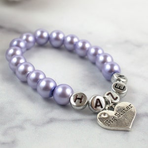 Blue Lavender Big Sister Bracelet, Big Sister Gift, Big Sister Jewelry, Sister Gift, Pearl Bracelet, Customized Sister Jewelry