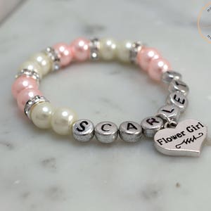 Wedding Jewelry, Flower Girl, Flower Girl Gift, Wedding, Flower Girl Proposal, Flower Girl Jewelry, Pearl Bracelet, Pearl Jewelry, Stretch