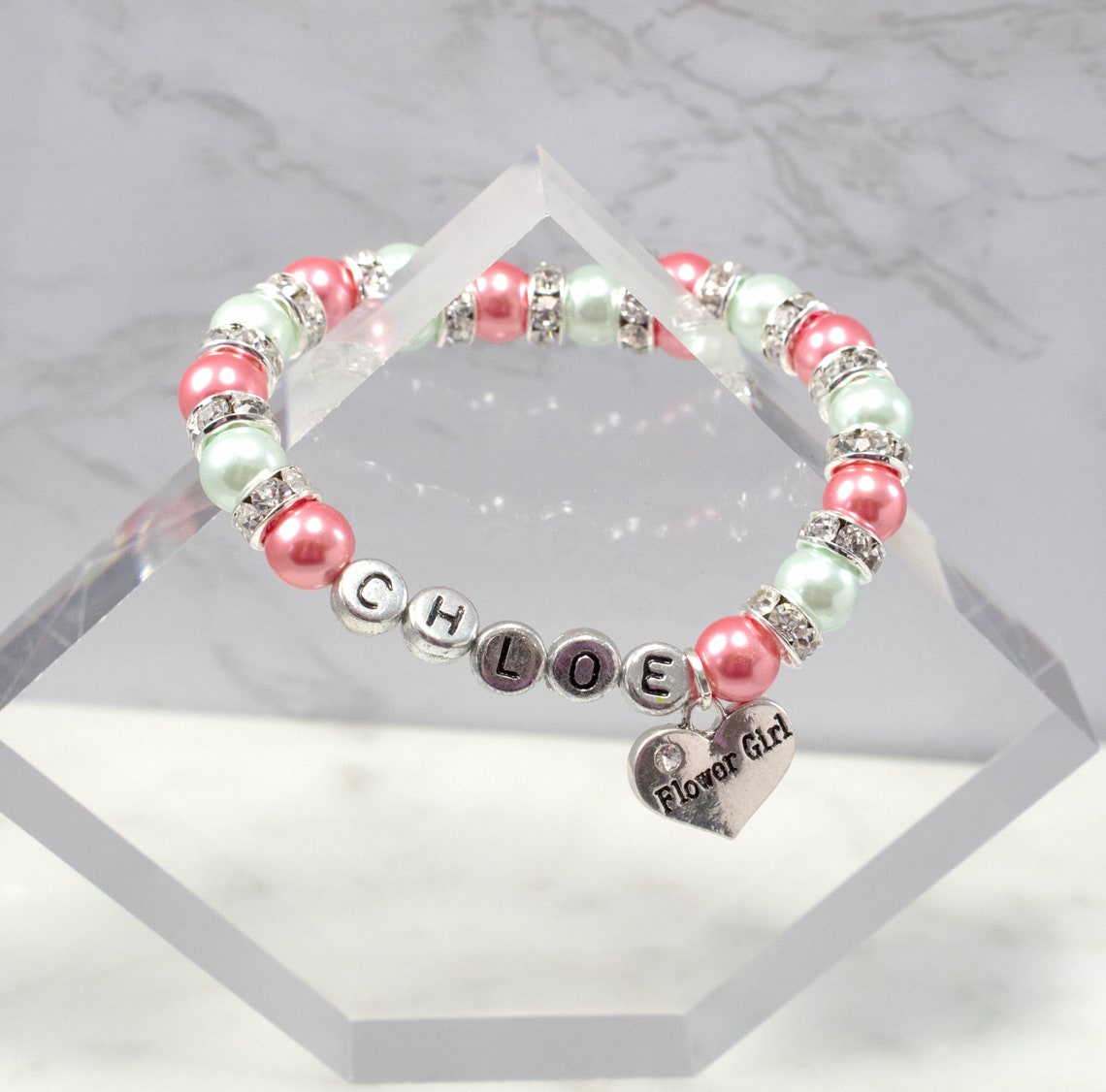 Personalized Flower Girl Pearl Bracelet Wedding Jewelry Etsy