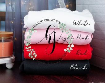Gildan Crewneck 18000 Color Mockup | Black, Red, White, and Light Pink Gildan Sweatshirt Mockup | Crewneck Mockups | Crewneck Color Stack