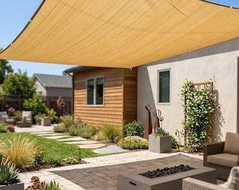 Toldo de vela resistente a los rayos UV, cubierta exterior para patio con protección contra olas de calor.