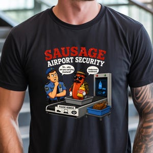 Funny Sausage Airport Security Shirt, Undercover Condiment Tee, BBQ Humor T-Shirt, TSA Food Pun Graphic Tee, Grill Lover Gift