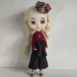 Blythe set sweater wide pants clothes for doll sizes 1:6