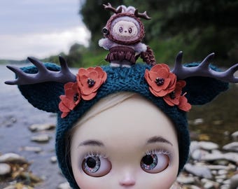 Conjunto de vestido Blythe de 5 piezas con sombrero de ciervo para muñeca, tallas 1:6