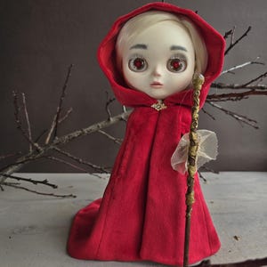 Roter Umhang Plüschmantel Elfen Mittelalter Umhang Blythe Pullip BJD