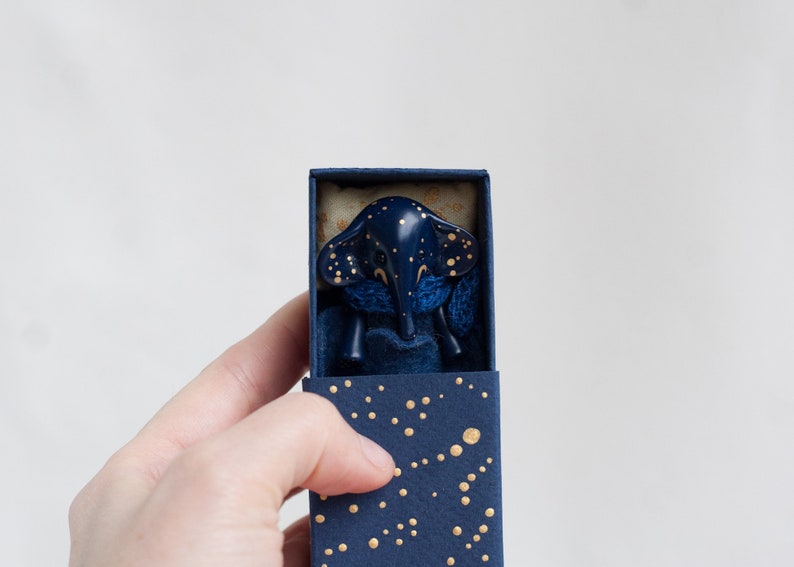 Miniature starry blue elephant toy image 1