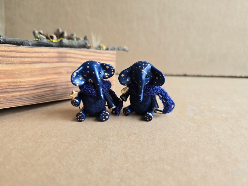 Miniature starry blue elephant toy image 3