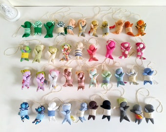 Sarubobo, miniature doll, stuffed fabric toy, colorful nursery decor, trinket