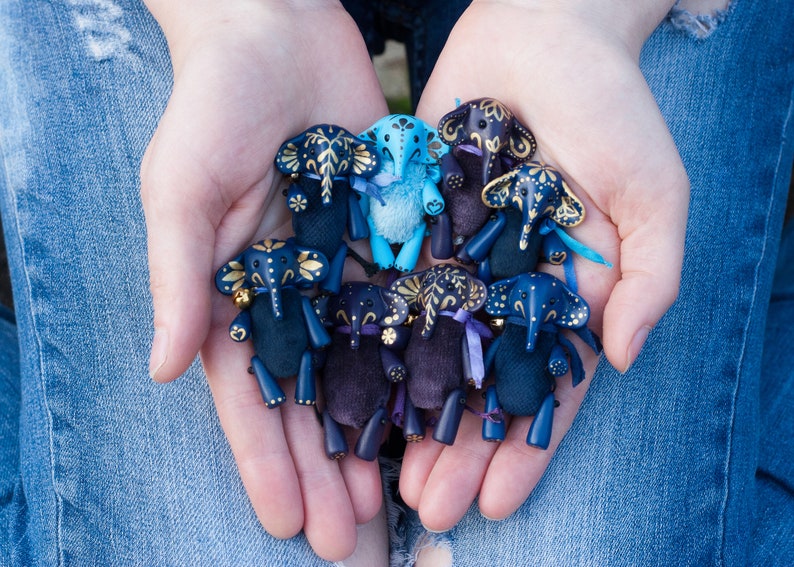 Miniature starry blue elephant toy image 10